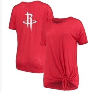 Women's New Era Red Houston Rockets Side-Tie Slub T-Shirt